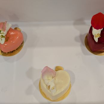 Patisserie By Simone - Mini cakes for Valentine's Day: Pistachio pear and rose, dark chocolate raspberry, and lemon white chocolate - Bakeries Near Me - Livermore, California