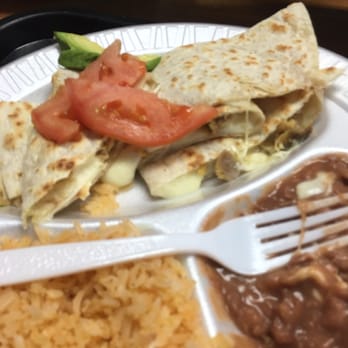 Rivas Taqueria - Chicken quesadillas with refried beans and rice - Mexican Near Me - Wallingford, Connecticut