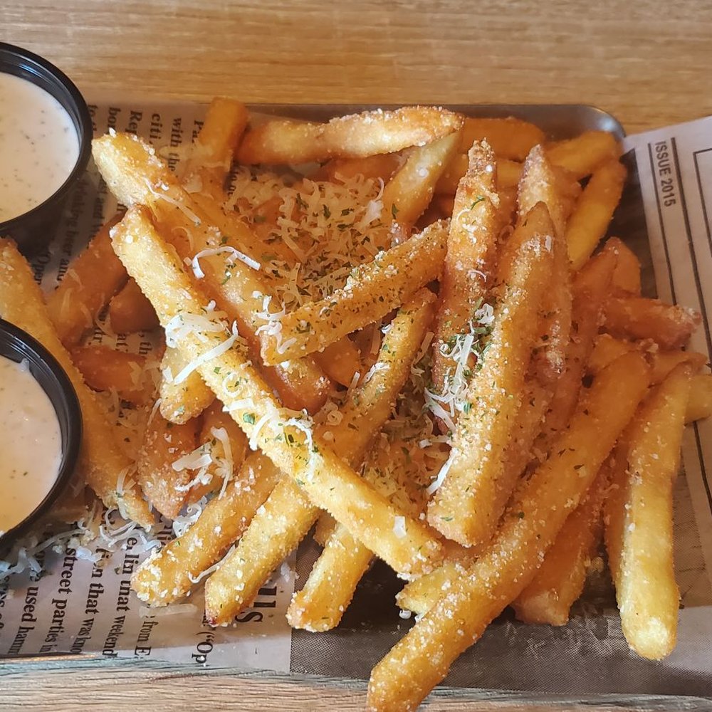 Two Cities Pizza - Parmesan fries with homemade ranch - Pizza Near Me - Suwanee, Georgia Two Cities Pizza - Parmesan fries with homemade ranch - Pizza Near Me - Suwanee, Georgia