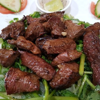 Pho Black Bull - Bo Luc Lac. Meat was a bit overdone, but was still tender. - Vietnamese Near Me - Mississauga, Ontario Pho Black Bull - Bo Luc Lac. Meat was a bit overdone, but was still tender. - Vietnamese Near Me - Mississauga, Ontario