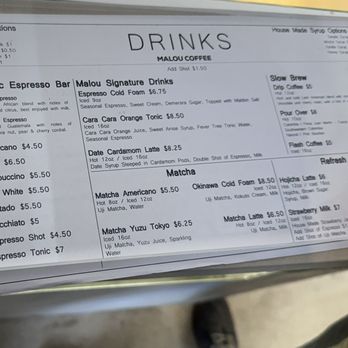 Malou Coffee - Drinks menu - Coffee & Tea Near Me - Los Angeles, California Malou Coffee - Drinks menu - Coffee & Tea Near Me - Los Angeles, California