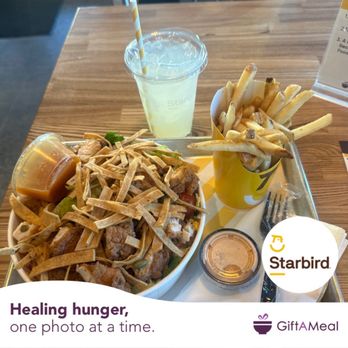 Starbird Chicken - Chop chicken salad. Fries and a fresh lemonade Deliciousness!!!! @yelpelitesquad - Chicken Shop Near Me - Palo Alto, California Starbird Chicken - Chop chicken salad. Fries and a fresh lemonade Deliciousness!!!! @yelpelitesquad - Chicken Shop Near Me - Palo Alto, California