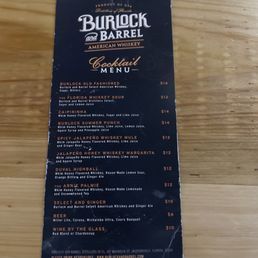 Bar menu