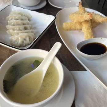 Ten Japanese Cuisine - Miso Soup, Pork Gyoza, Shrimp Tempura (4pcs) - Japanese Near Me - Brooklyn, New York Ten Japanese Cuisine - Miso Soup, Pork Gyoza, Shrimp Tempura (4pcs) - Japanese Near Me - Brooklyn, New York
