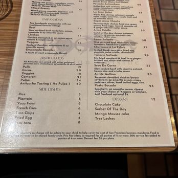 El Dorado - Back of menu Bocado - Peruvian Near Me - San Francisco, California El Dorado - Back of menu Bocado - Peruvian Near Me - San Francisco, California