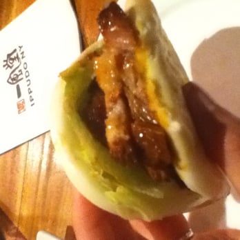 IPPUDO NY - Pork bun after one bite - Ramen Near Me - New York, New York