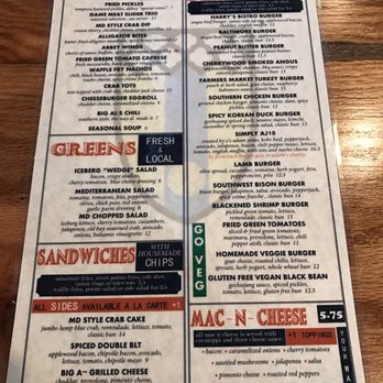 Abbey Burger Bistro - The basic menu. - American Near Me - Baltimore, Maryland Abbey Burger Bistro - The basic menu. - American Near Me - Baltimore, Maryland
