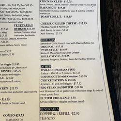 Reynold's Restaurant - Sandwich menu