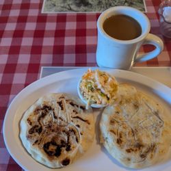 Myra's Salvadorian Cuisine - Pupusas and coffee