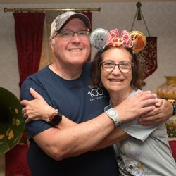 Walt's Main Street Story Tour - My husband and I in Walt's apartment.