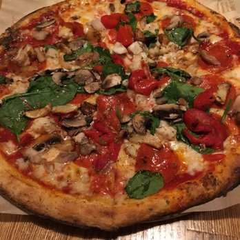 Blaze Pizza - Spicy tomato, chicken, pepperoni, spinach, mushrooms, red pepper, oregano - Pizza Near Me - College Park, Maryland