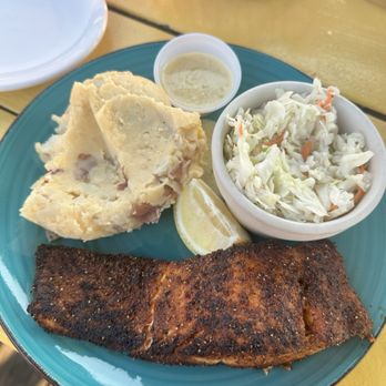 Twisted Fisherman - Blackened Salmon with Garlic mashed and Coleslaw - Seafood Near Me - Milwaukee, Wisconsin Twisted Fisherman - Blackened Salmon with Garlic mashed and Coleslaw - Seafood Near Me - Milwaukee, Wisconsin