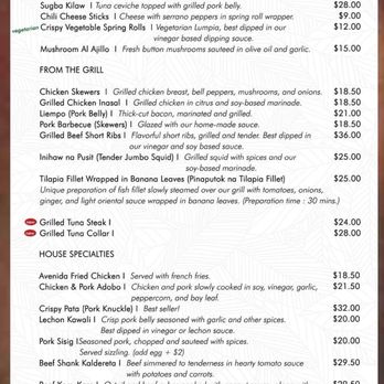 Avenida Restaurant - Online QR code phone menu. - Filipino Near Me - San Mateo, California