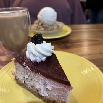 Tower Cafe - Latte, blackberry cheesecake (special), and the apple tart. - Breakfast & Brunch Near Me - Sacramento, California