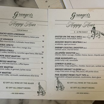 Granger's - Happy menu - Seafood Near Me - Houston, Texas Granger's - Happy menu - Seafood Near Me - Houston, Texas