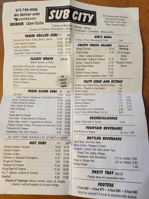 Menu photo 1 Sub City Bloomfield, NJ