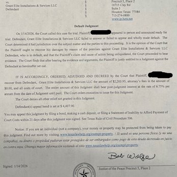 Grant Elite Installations and Services - Judgment from Court - Home Theatre Installation Near Me - Cypress, Texas
