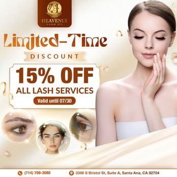 Heavenly Nails Spa - LIMITED-TIME LASH DISCOUNT YOU CAN'T MISS!
At Heavenly Nails Spa, we're making your eyes pop for less! - Skin Care Near Me - Santa Ana, California Heavenly Nails Spa - LIMITED-TIME LASH DISCOUNT YOU CAN'T MISS!
At Heavenly Nails Spa, we're making your eyes pop for less! - Skin Care Near Me - Santa Ana, California