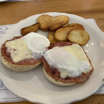 Hooked on Breakfast - Open faced breakfast sandwich with Canadian bacon and home fries. - Breakfast & Brunch Near Me - Ocean City, New Jersey