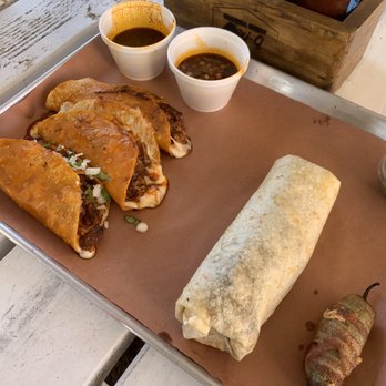 Caldwell County Mexi-Q - Brisket Barria Taco, smoked Chile verde burrito, and Mexi-Q Twinkie - Barbeque Near Me - Gilbert, Arizona