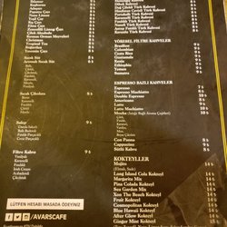 Avar's Cafe - Menu