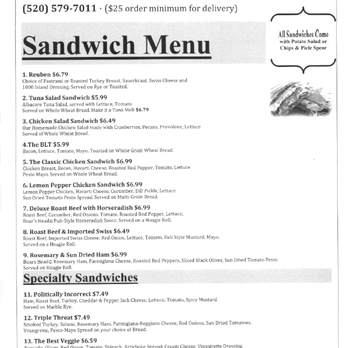 Roadrunner Coffee - front of sandwich menu - Coffee & Tea Near Me - Tucson, Arizona Roadrunner Coffee - front of sandwich menu - Coffee & Tea Near Me - Tucson, Arizona