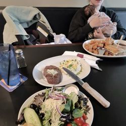 Steak with side salad
