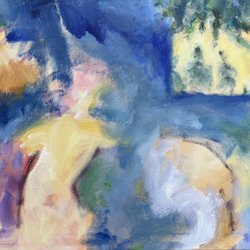 Sophie Grillet - 'Up there in the Window' Painting acrylic on canvas 16" x 20"