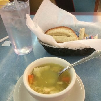 Broadway Diner - Complimentary Bread (it's delicious...has a sweet cream cheese filling), and chicken and rice soup - Diners Near Me - Baltimore, Maryland Broadway Diner - Complimentary Bread (it's delicious...has a sweet cream cheese filling), and chicken and rice soup - Diners Near Me - Baltimore, Maryland