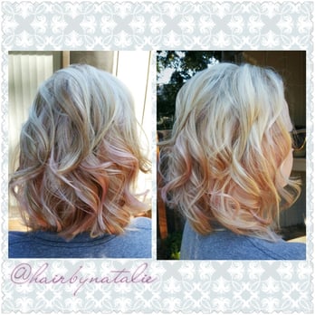 Layered Bob Haircut With Light Pink Color Slices Underneath