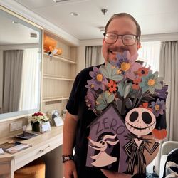 Disney Treasure - Jeffery gifting me a Lovepop bouquet with a floral arrangement from Disney too