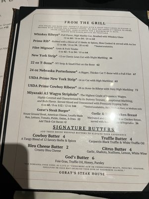 Menu photo 6 Gorats Steak House Omaha, NE