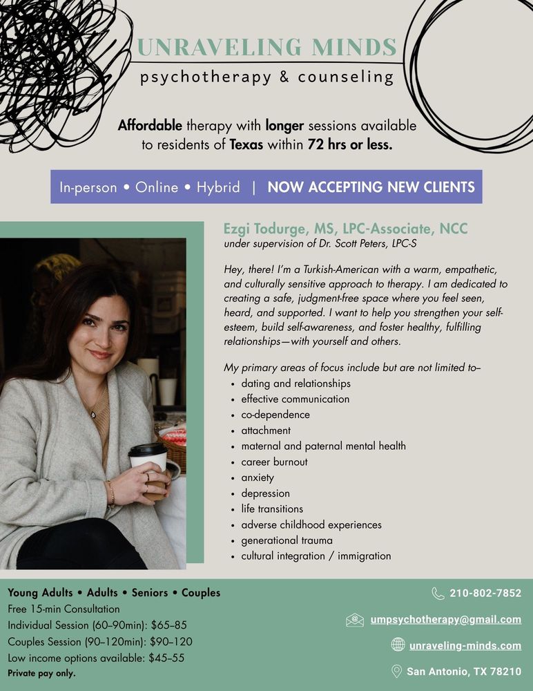 Unraveling Minds Psychotherapy & Counseling - grief counselor in San Antonio, TX