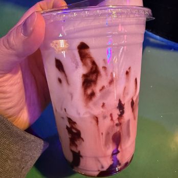 Requiem Coffee Tea and Fantasy - Scree! Drink (Brown Sugar Milk Tea with chocolate drizzle and toasted marshmallow cold foam) - Coffee & Tea Near Me - Anaheim, California