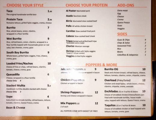 Menu photo 7 Top Shelf Tacos Carson, CA