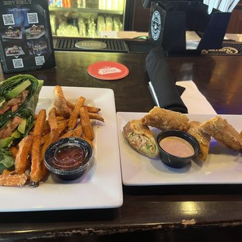 The Beverly - Veggie paradise comes with a side. I chose sweet potato fries (good texture & dusted with light sugar). Salmon eggrolls were very tasty. - New American Near Me - Atlanta, Georgia