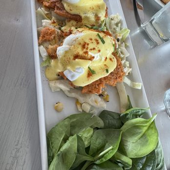Hector Hideaway - Seafood cake Benedict - Bars Near Me - Burdett, New York