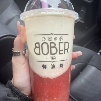Bober Tea - The strawberry boba tea I got - Donuts Near Me - Carmel, Indiana Bober Tea - The strawberry boba tea I got - Donuts Near Me - Carmel, Indiana