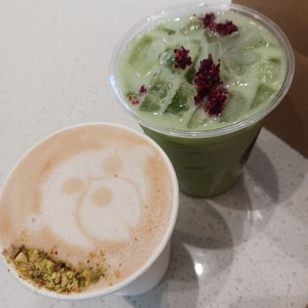 Lavender & Honey Redondo - Pistachio honey latte and white cherry matcha - Cafes Near Me - Redondo Beach, California