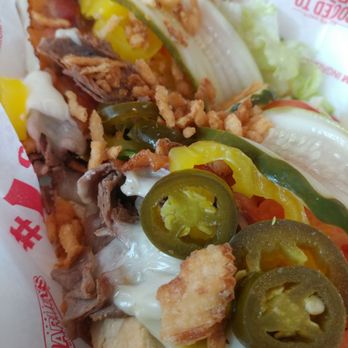 Charleys Cheesesteaks - 3 Cheese Steak fully loaded!! It may be a sin to add all them veggies, but you only live once!!! Bomb!!! - Sandwiches Near Me - Tukwila, Washington