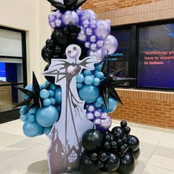 Balloon Masters - Nightmare Before Christmas Organic Balloon Column Backdrop featuring Jack Skellington