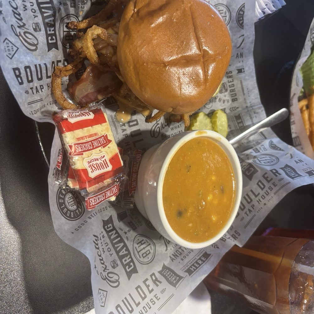 Western burger and chicken tortilla soup Western burger and chicken tortilla soup