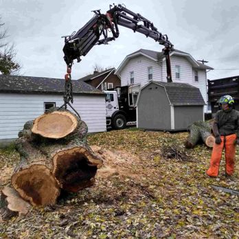 Gerasimek & Sons Tree Service - Being able to reach 87 feet horizontally enables us to reach into yards to lift the tree out without driving on them. - Tree Services Near Me - Transfer, Pennsylvania Gerasimek & Sons Tree Service - Being able to reach 87 feet horizontally enables us to reach into yards to lift the tree out without driving on them. - Tree Services Near Me - Transfer, Pennsylvania