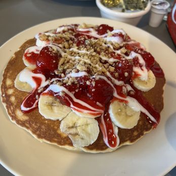Dalrock Diner - Strawberry Banana Nut Pancakes - American Near Me - Rowlett, Texas Dalrock Diner - Strawberry Banana Nut Pancakes - American Near Me - Rowlett, Texas