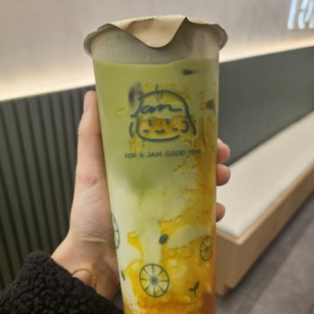 Jam Jam Tea Lab - Mango matcha latte - Bubble Tea Near Me - Irvine, California