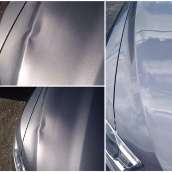 Eddie's Paintless Dent Repair - Large dent located on the body line of this hood of a Ford Taurus. Repaired by the process of Paintless Dent Repair (PDR). No Paint! - Mobile Dent Repair Near Me - Round Lake, Illinois Eddie's Paintless Dent Repair - Large dent located on the body line of this hood of a Ford Taurus. Repaired by the process of Paintless Dent Repair (PDR). No Paint! - Mobile Dent Repair Near Me - Round Lake, Illinois