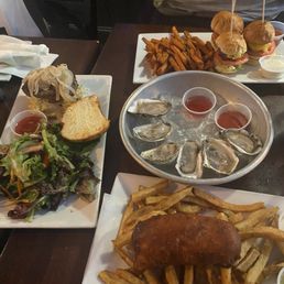Fish & Chips, oysters, Beef Sliders, John Doe Burger Fish & Chips, oysters, Beef Sliders, John Doe Burger