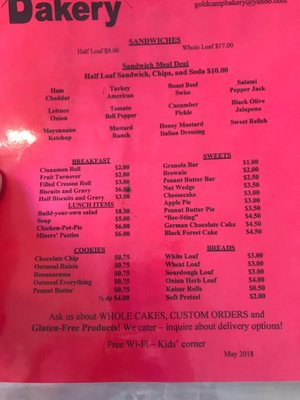 Menu photo 5 Gold Camp Bakery Victor, CO