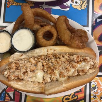 The Chicken or the Egg - Buffalo chicken cheesesteak with onion rings ($2 up-charge) - Breakfast & Brunch Near Me - Beach Haven, New Jersey