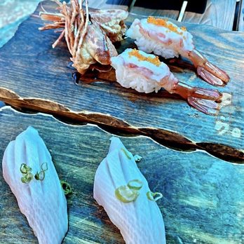 Sushi Tri - Hamachi belly nigiri and amaebi nigiri - Sushi Bars Near Me - Novato, California Sushi Tri - Hamachi belly nigiri and amaebi nigiri - Sushi Bars Near Me - Novato, California